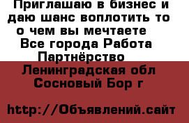 Приглашаю в бизнес и даю шанс воплотить то, о чем вы мечтаете!  - Все города Работа » Партнёрство   . Ленинградская обл.,Сосновый Бор г.